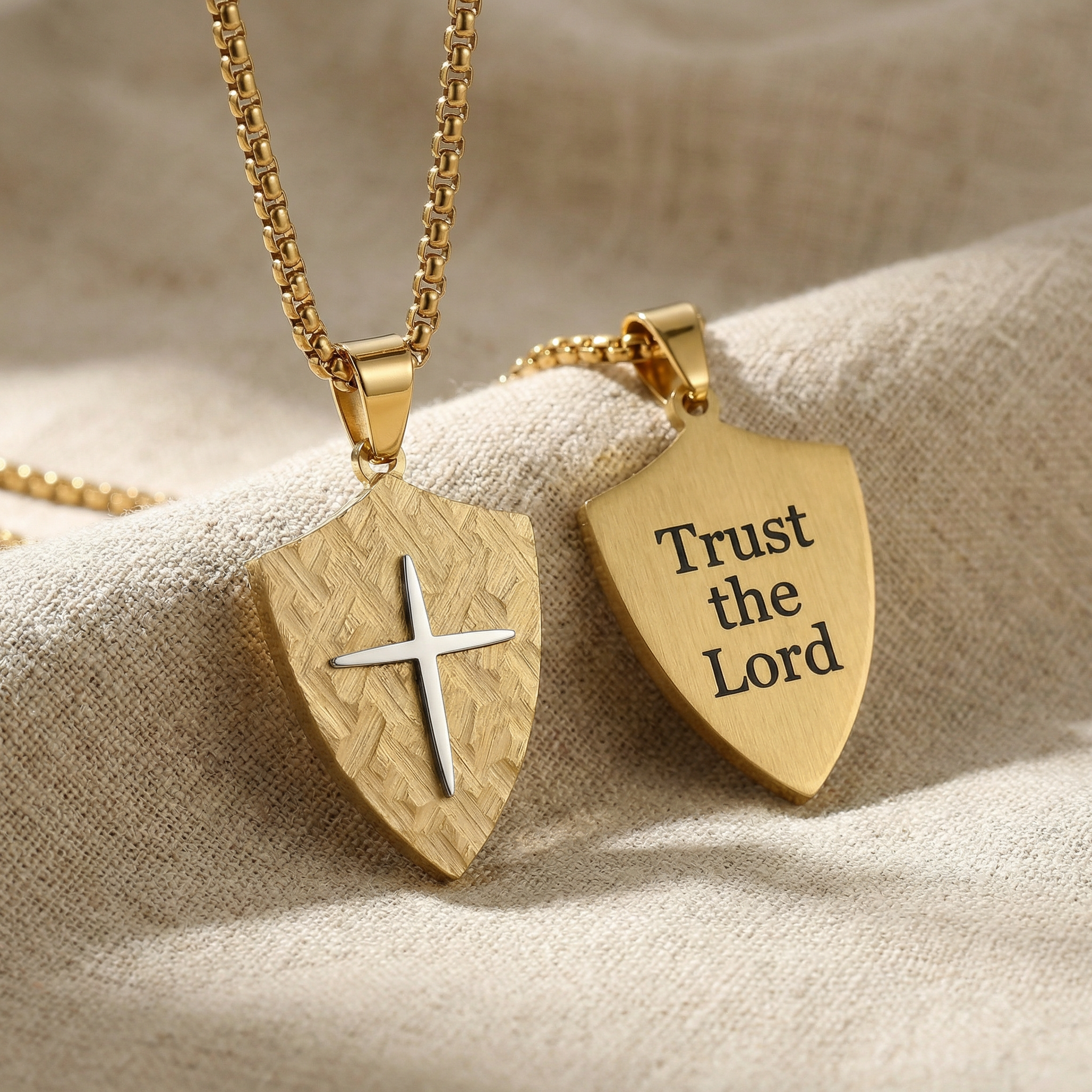 Personalized Cross Necklace for men - Gold