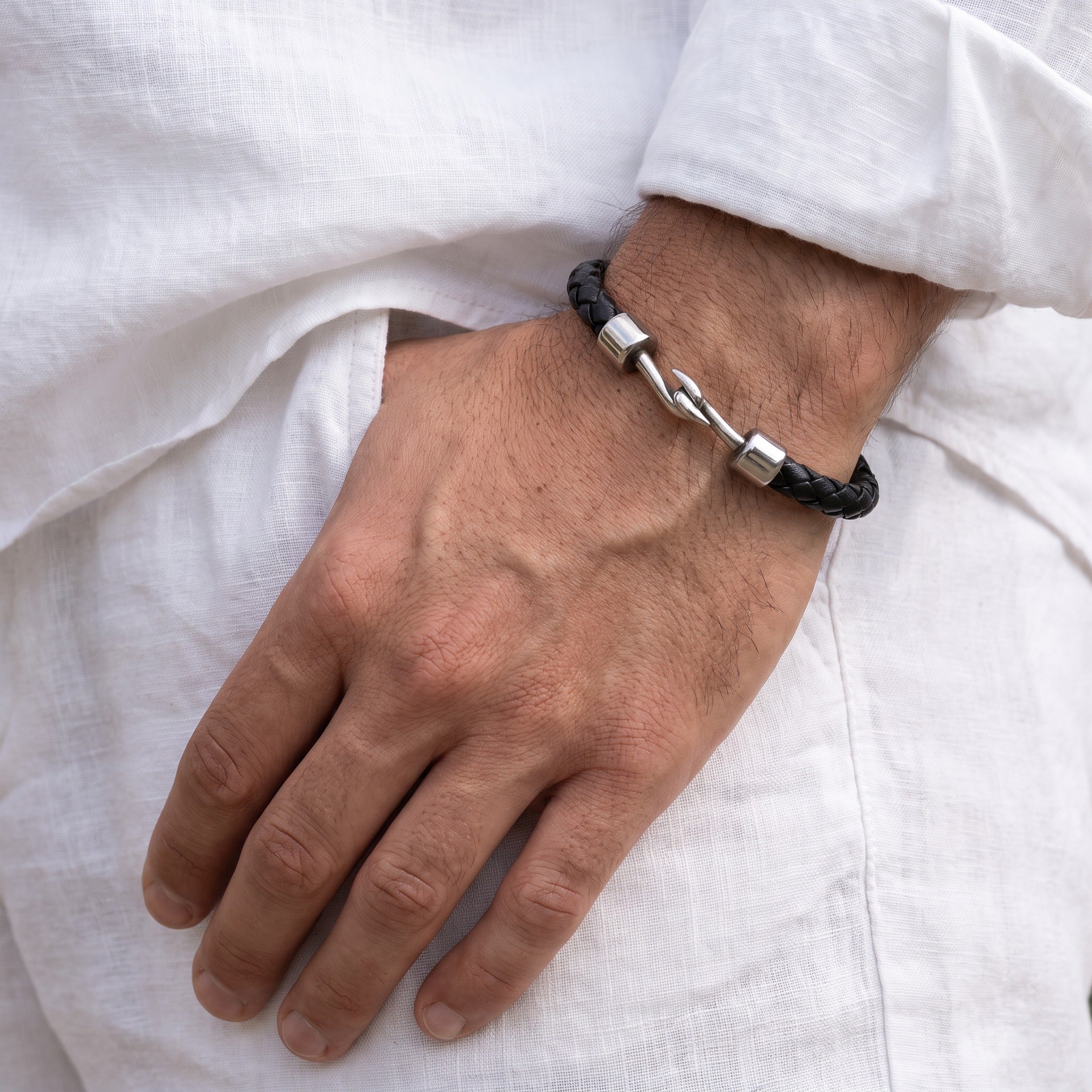 The Interlock — Braided Leather Bracelet for Men