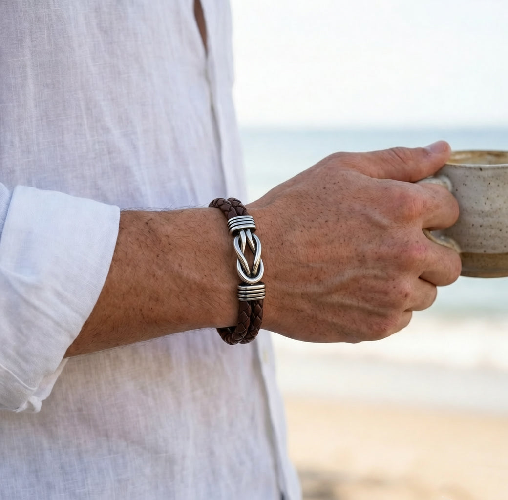Infinity Knot Leather Bracelet - Brown
