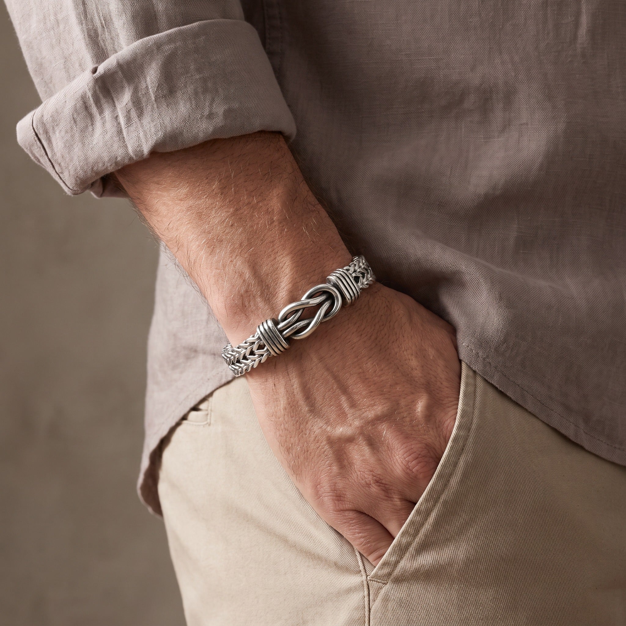 Bracelet "nœud marin" en argent pour homme