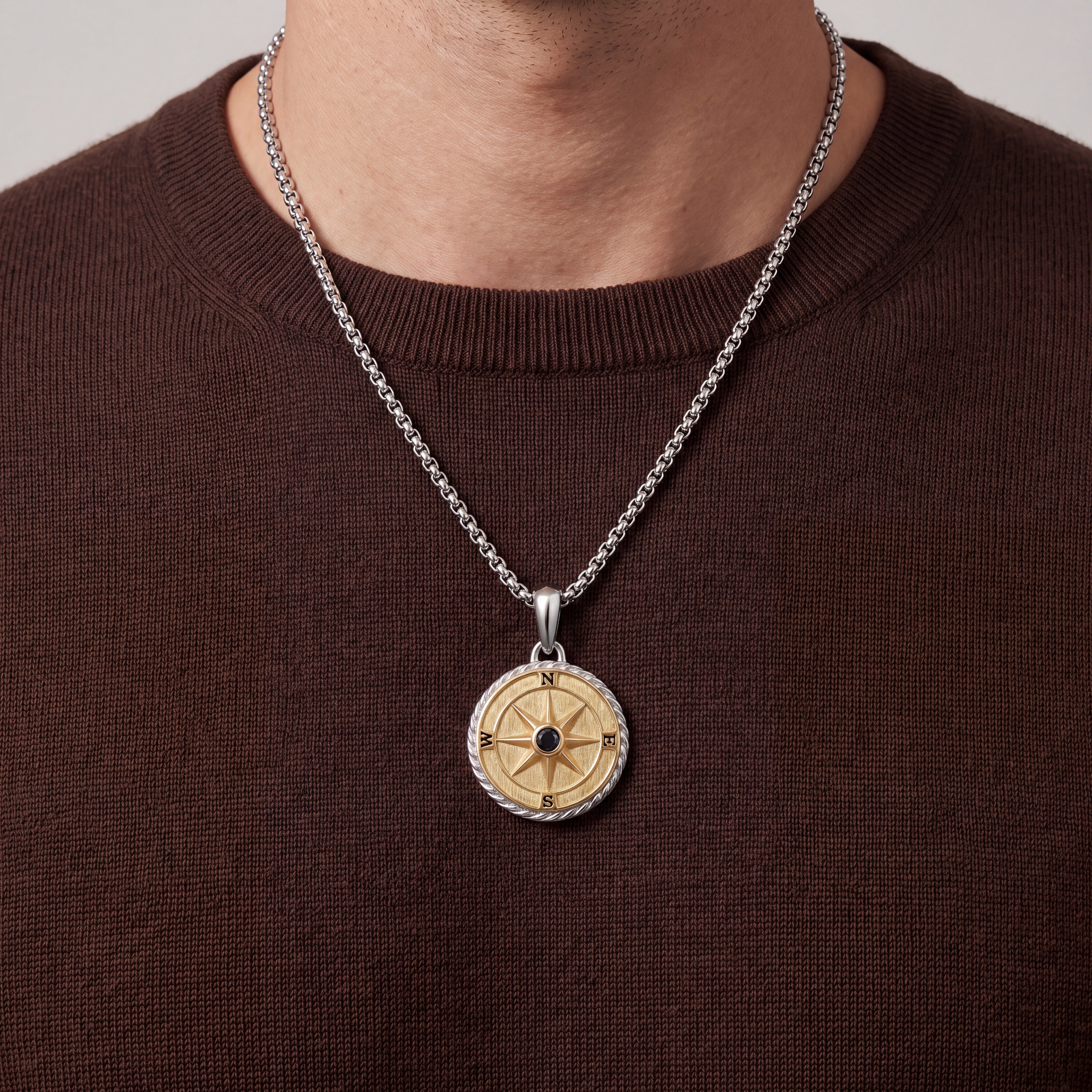 Engraved Compass Necklace for Men – Personalized Travel Pendant