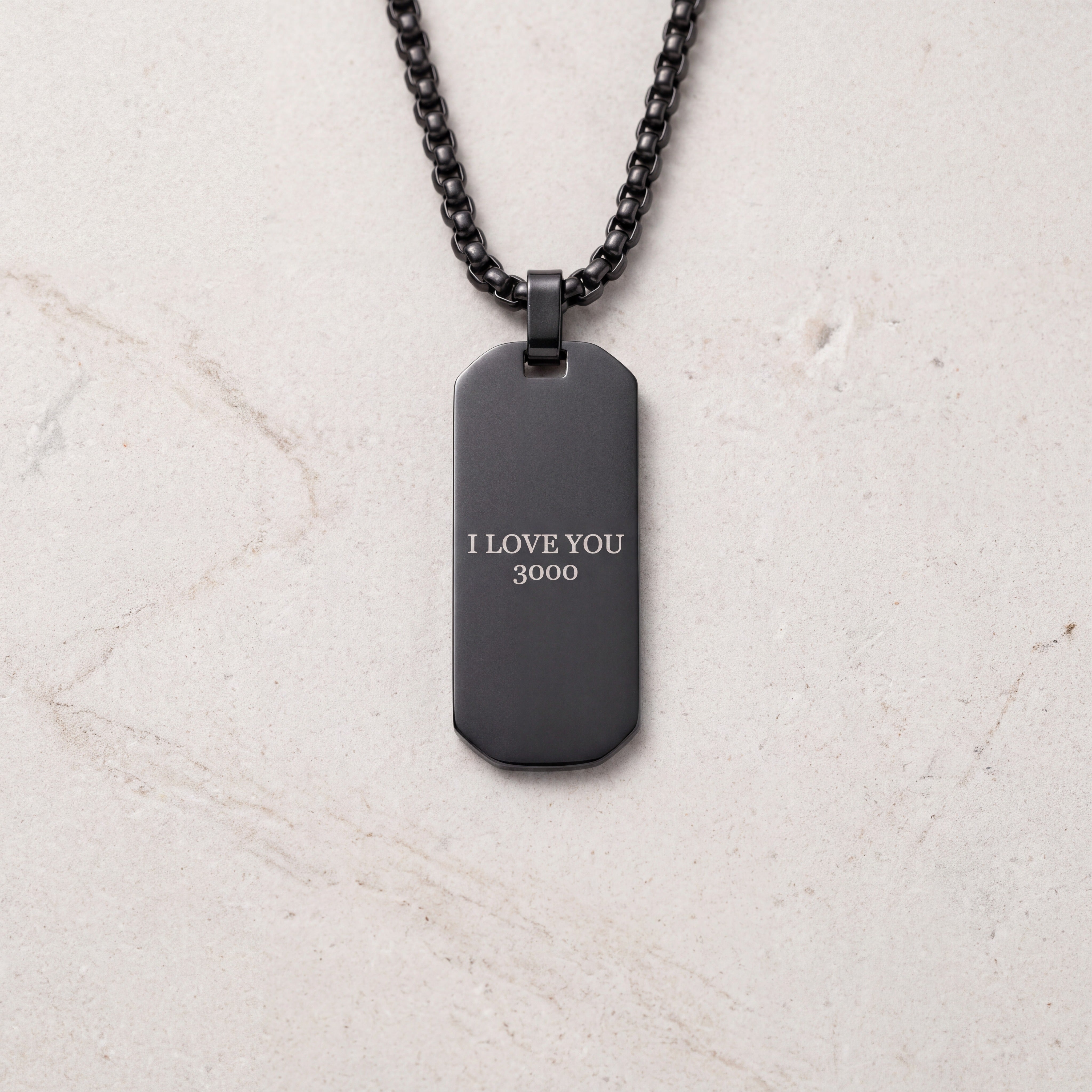 Armor Dog Tag Necklace for Men - Black