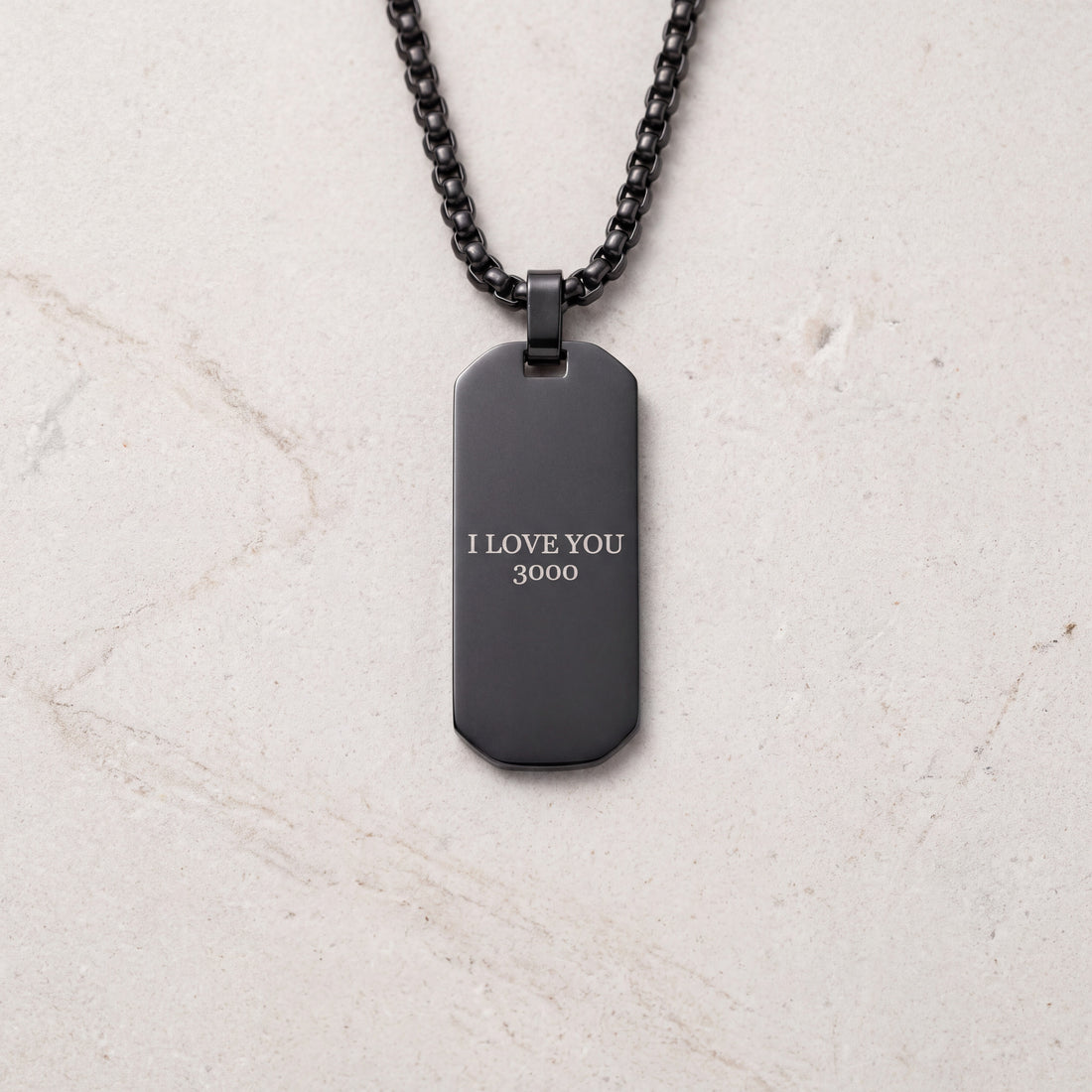 Armor Dog Tag Necklace for Men - Black