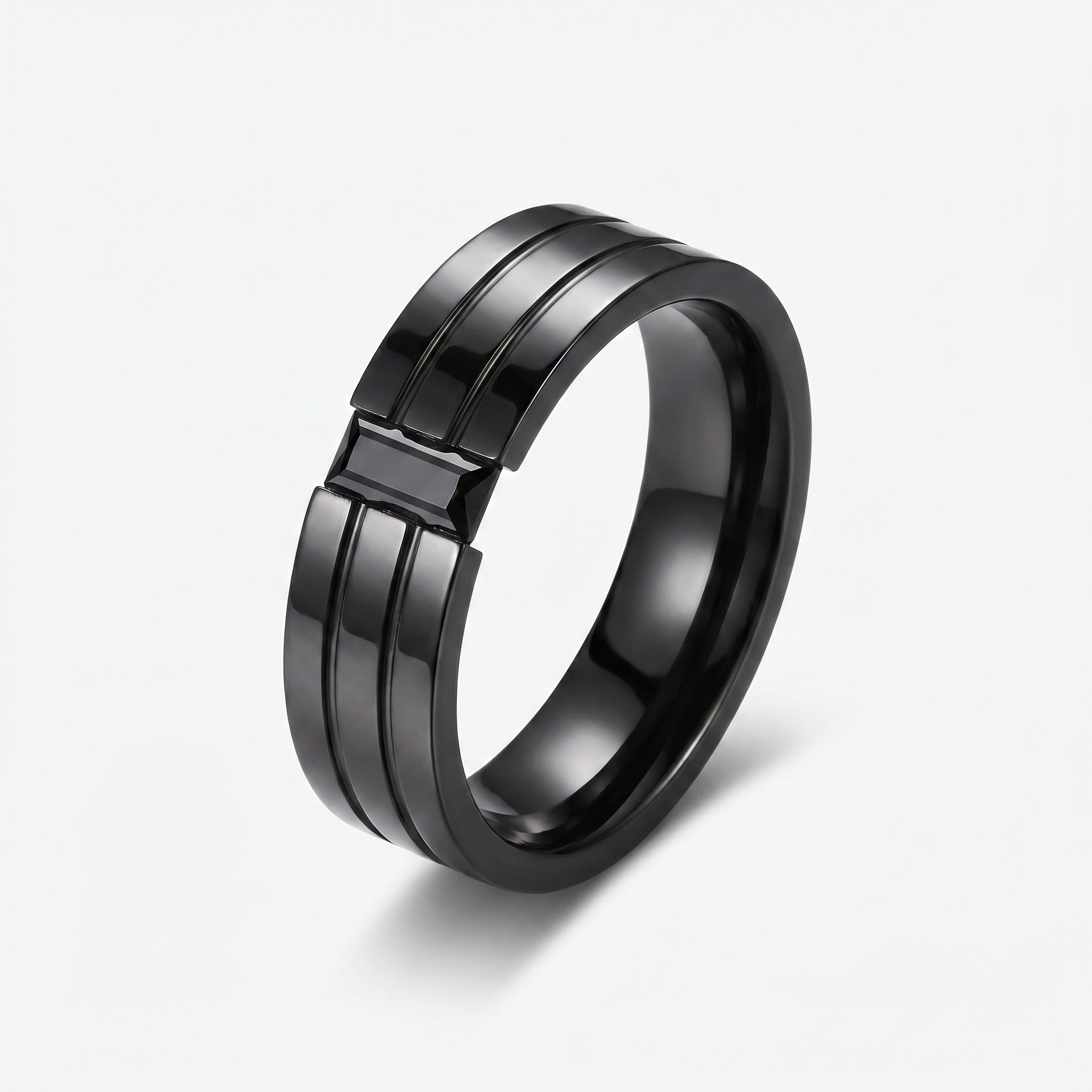 Men’s Black Tungsten Promise Ring with Black Diamond
