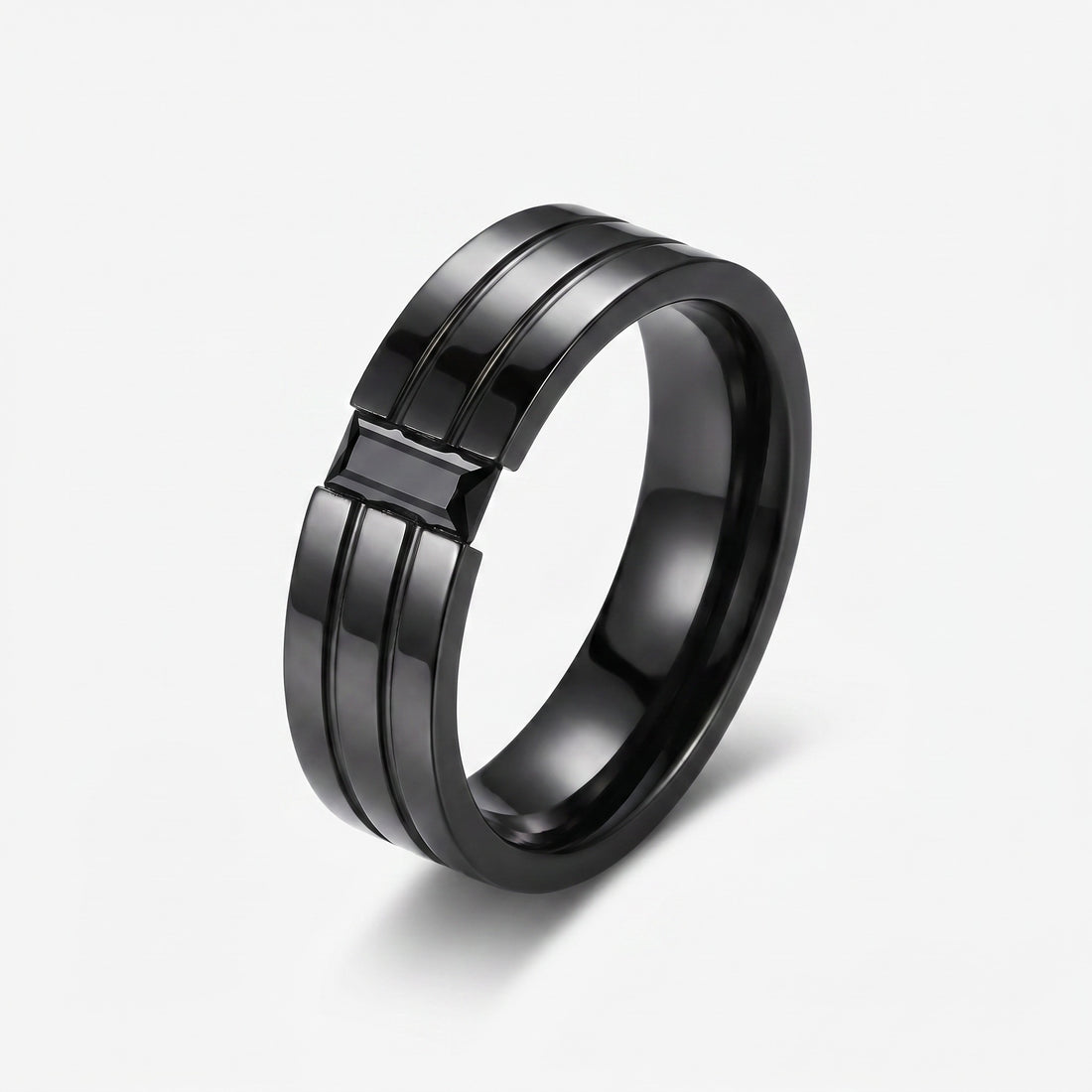 Men’s Black Tungsten Promise Ring with Black Diamond