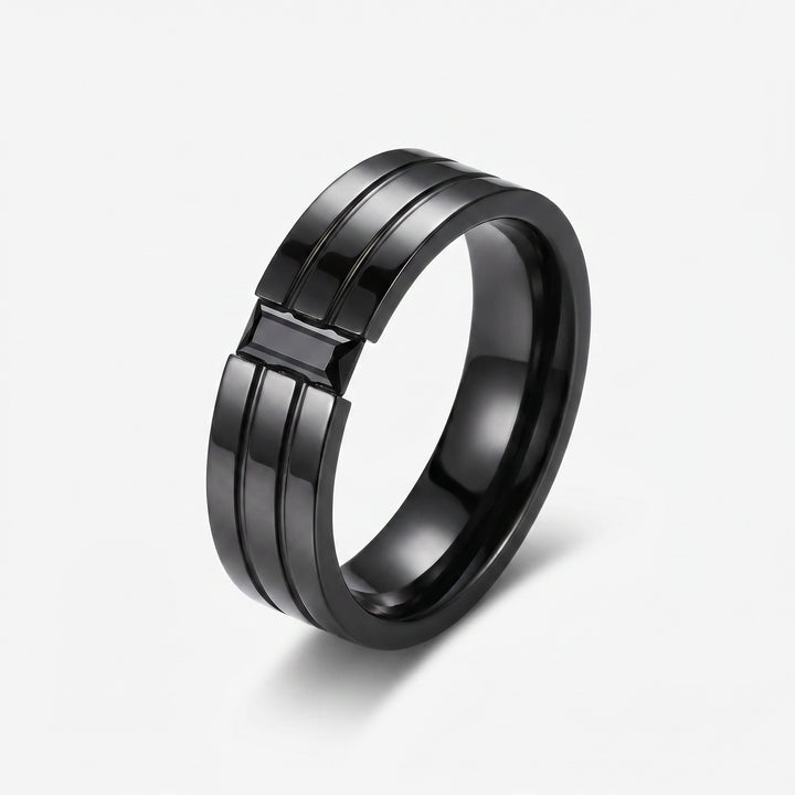 Men’s Black Tungsten Promise Ring with Black Diamond