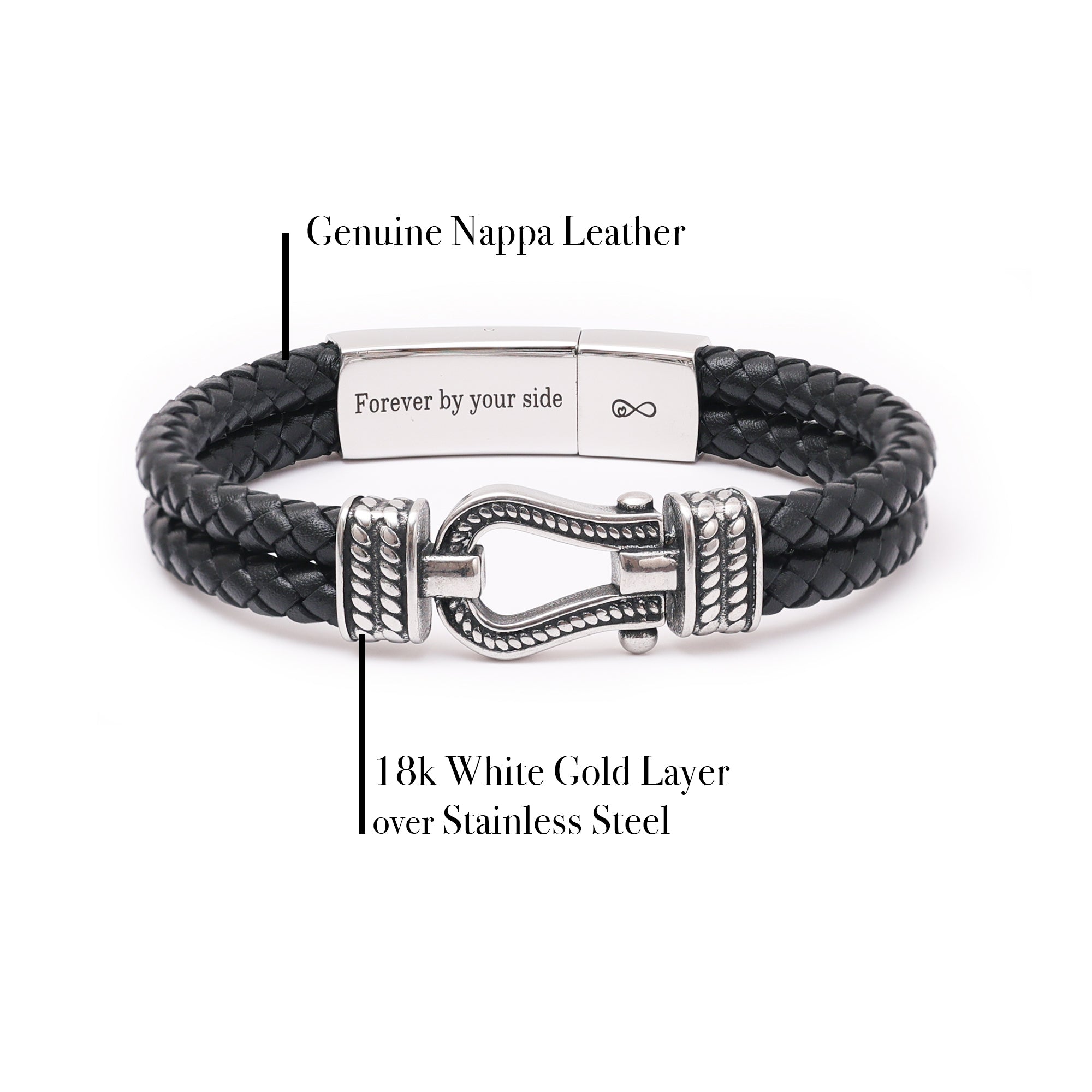 Men's Black Leather Infinity Knot Bracelet