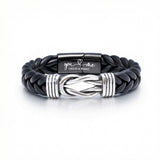 Braided Leather Knot Bracelet - Black