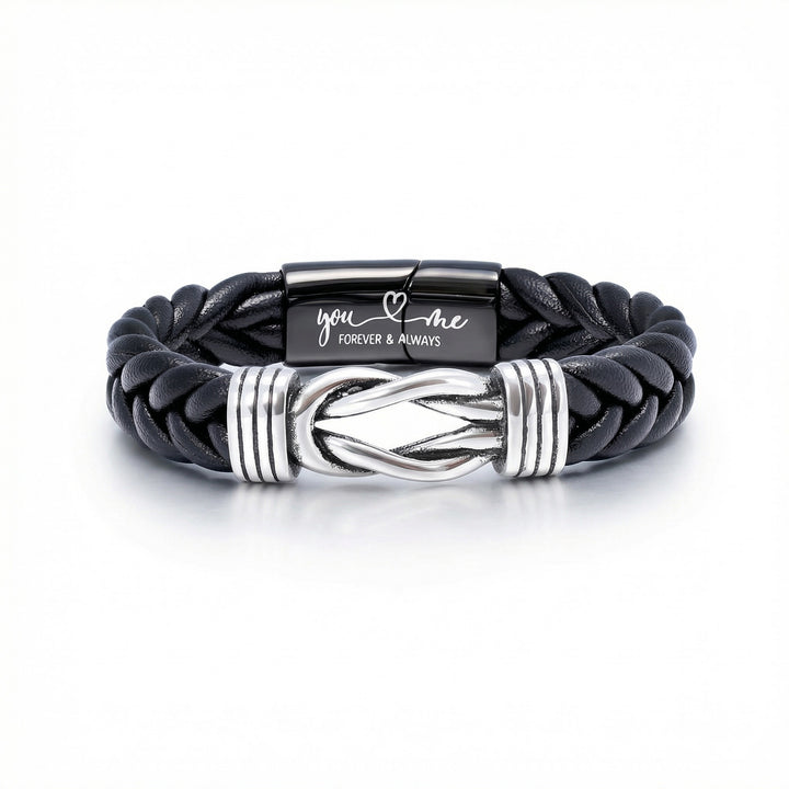 Braided Leather Knot Bracelet - Black