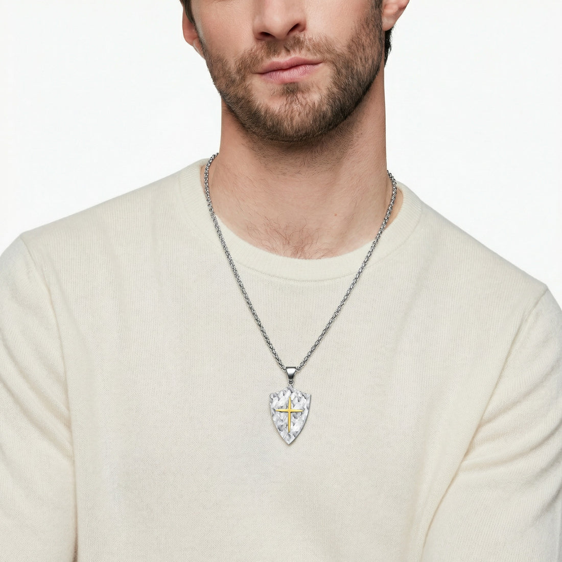 Personalized Cross Necklace for men - Silver