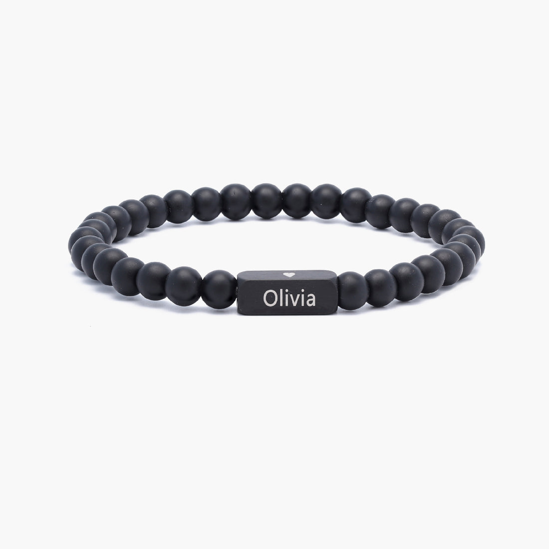 Personalized Beaded Bracelet with Custom Family Name Engraving