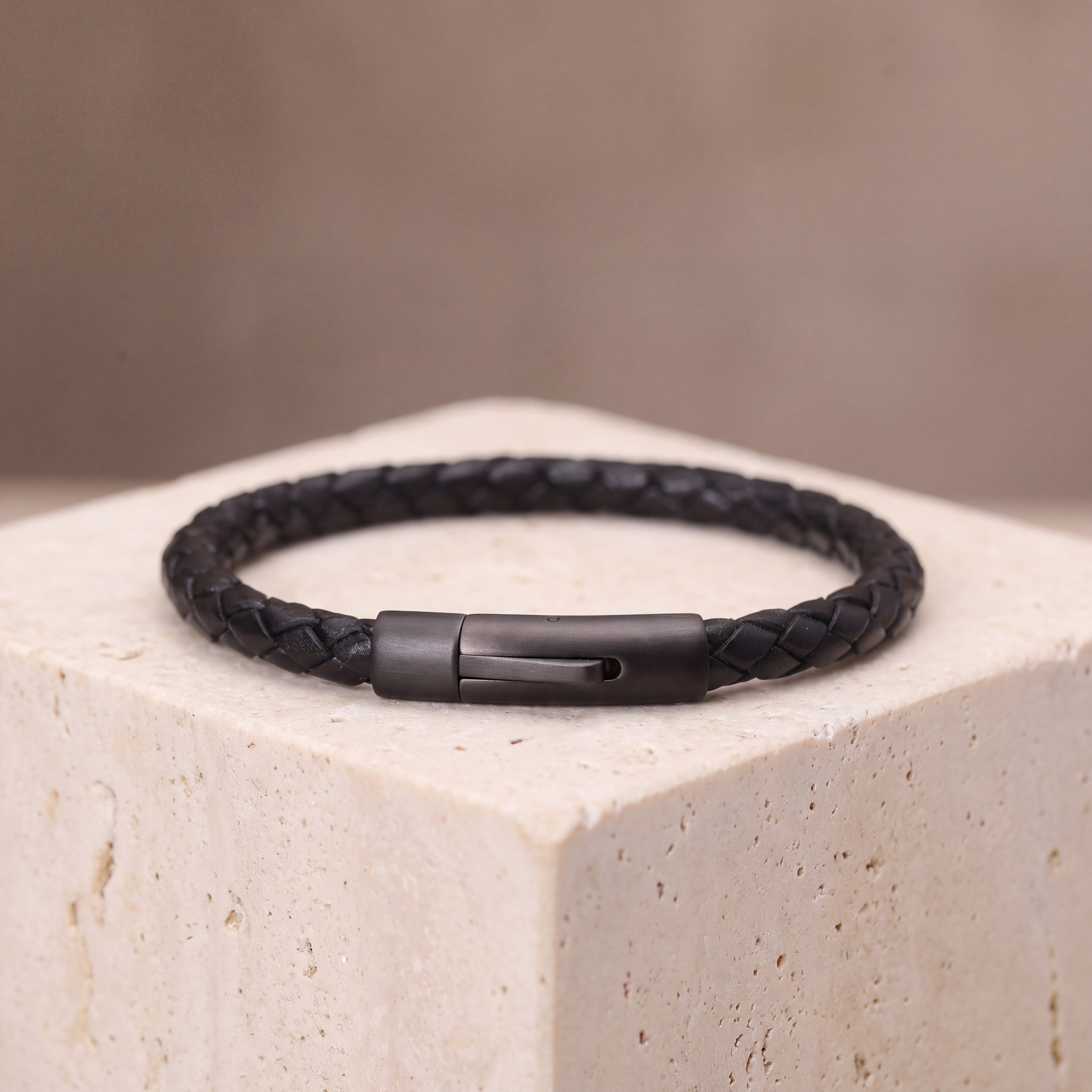 The Keeper — Men's Leather Bracelet with Hidden Engraving