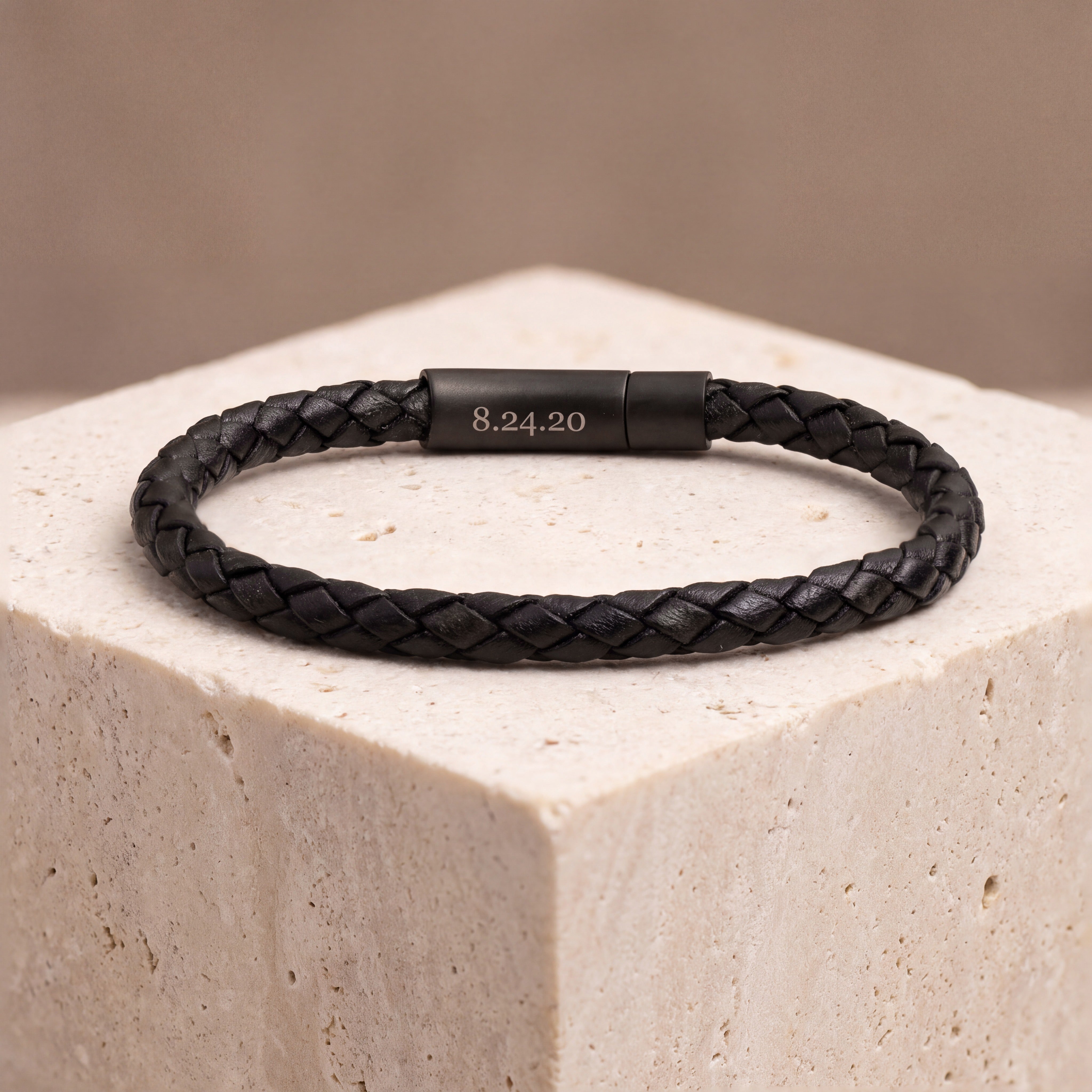 The Keeper — Men's Leather Bracelet with Hidden Engraving