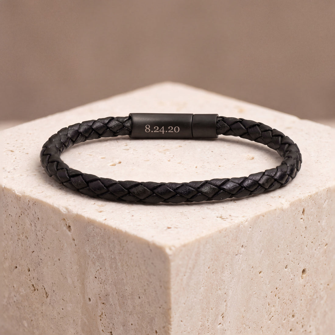 The Keeper — Men's Leather Bracelet with Hidden Engraving