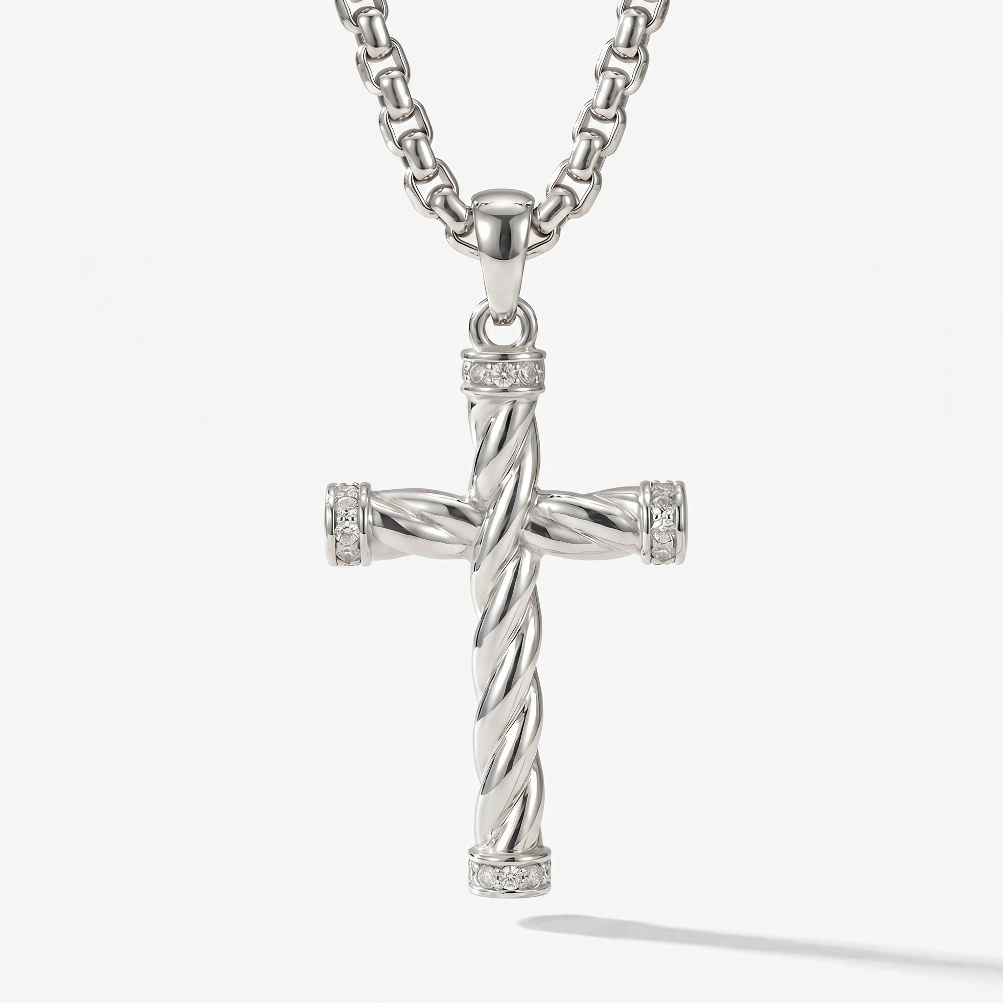 Engraved Cross Necklace for Men