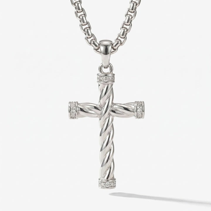 Engraved Cross Necklace for Men