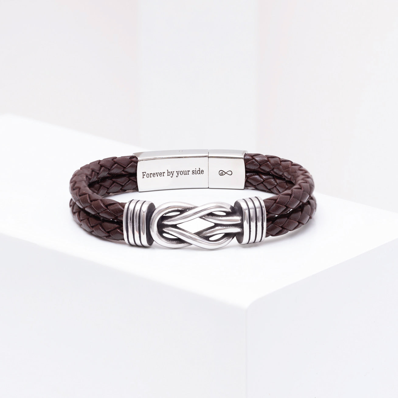 Brown Infinity Knot Leather Bracelet for Men