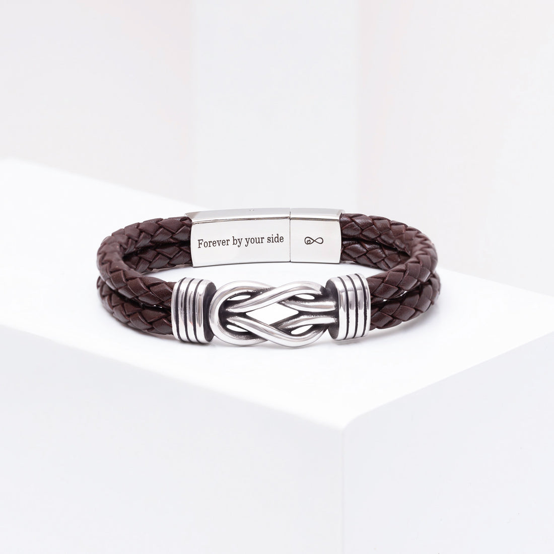 Brown Infinity Knot Leather Bracelet for Men