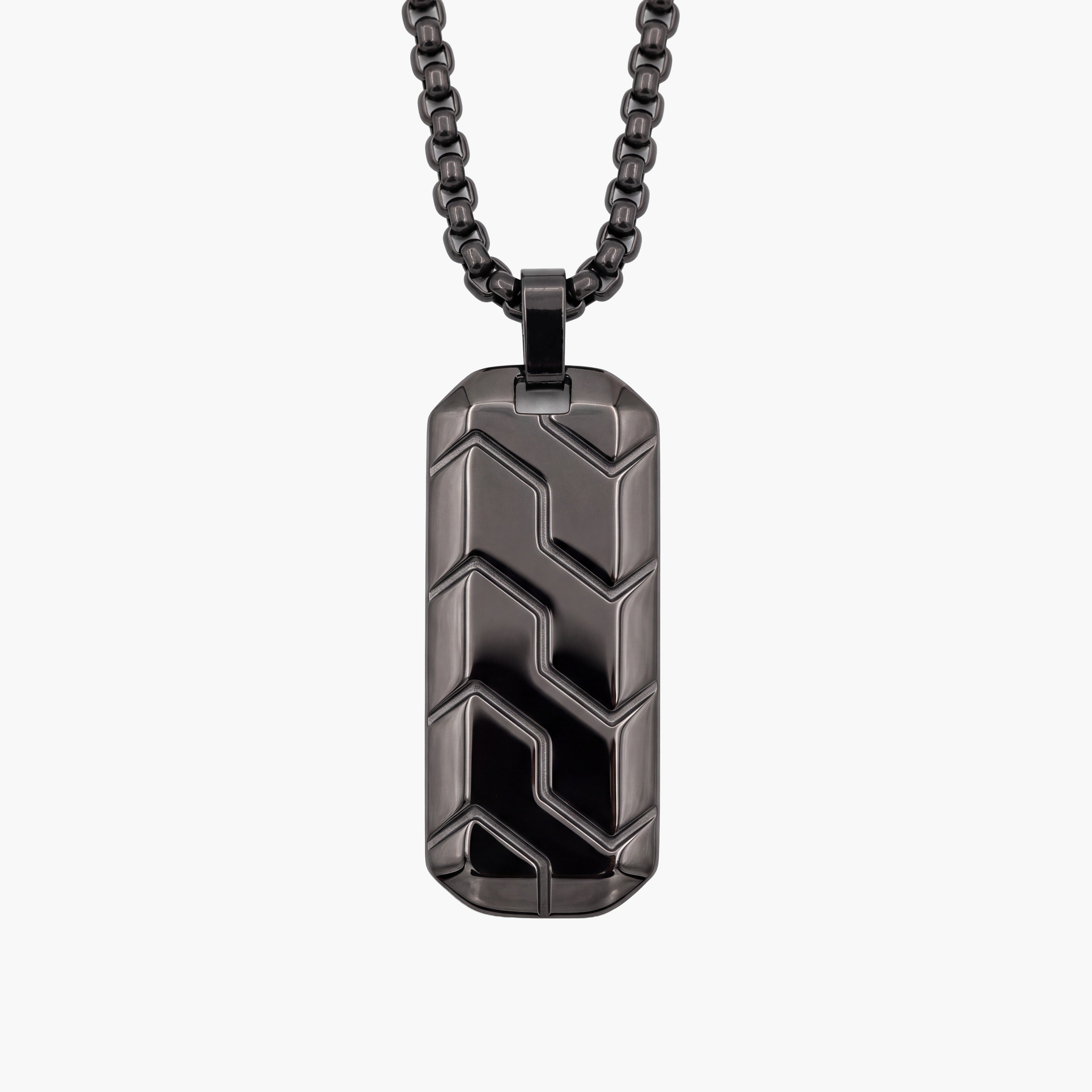 Armor Dog Tag Necklace for Men - Black