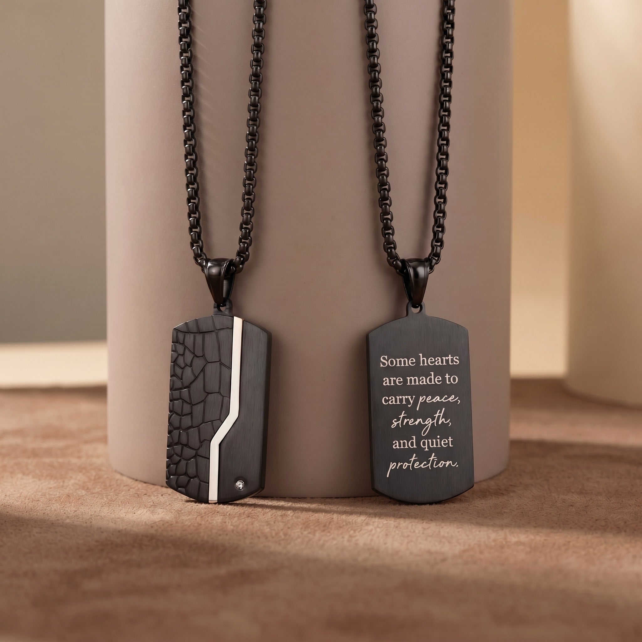 Custom Engraved Guardian Pendant for Men – Silver