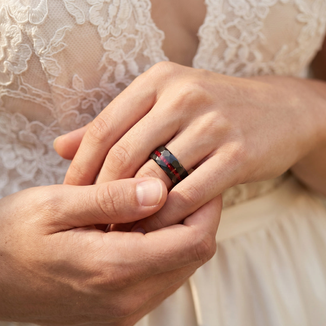 Tungsten Wedding Ring with Ruby