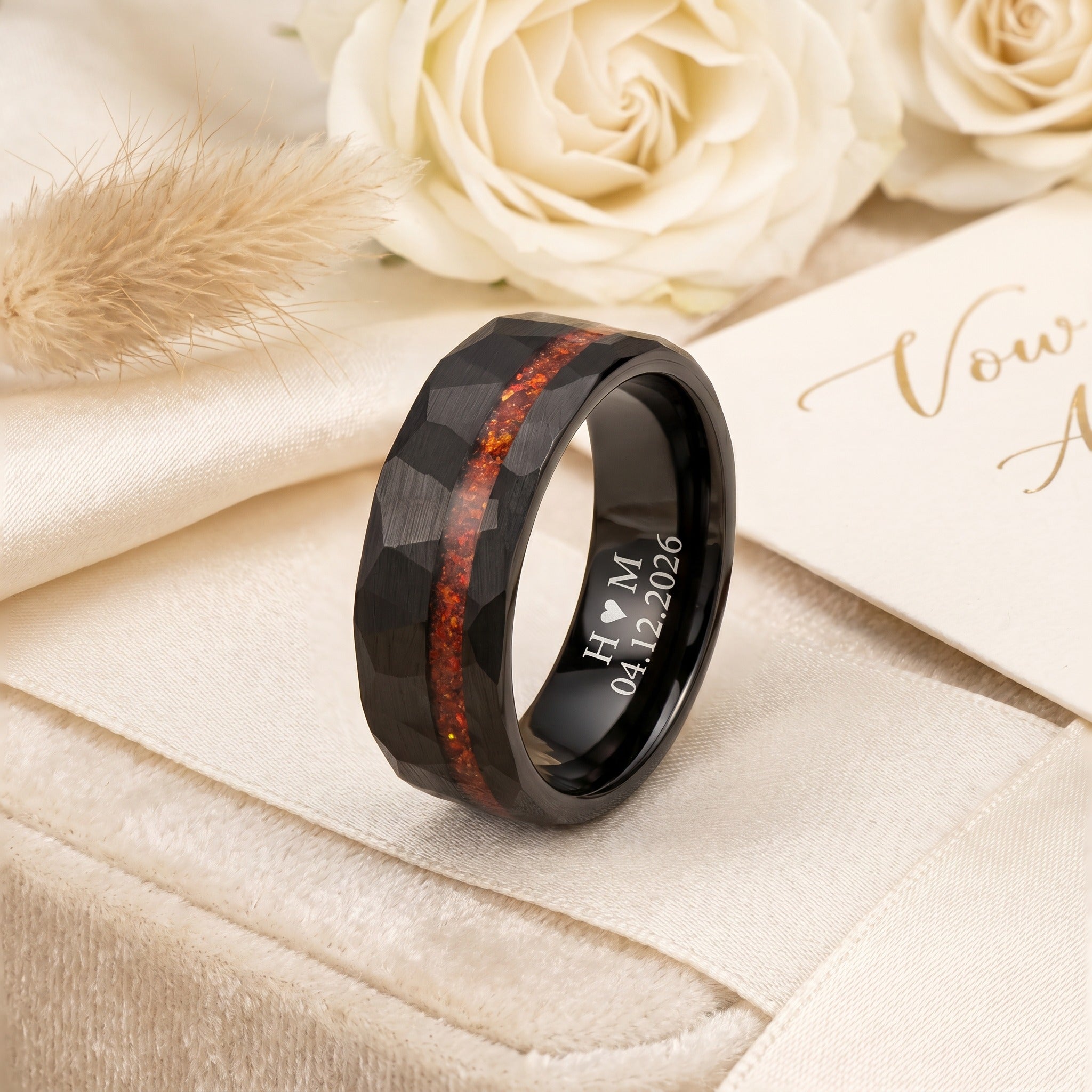 Tungsten Wedding Ring with Ruby