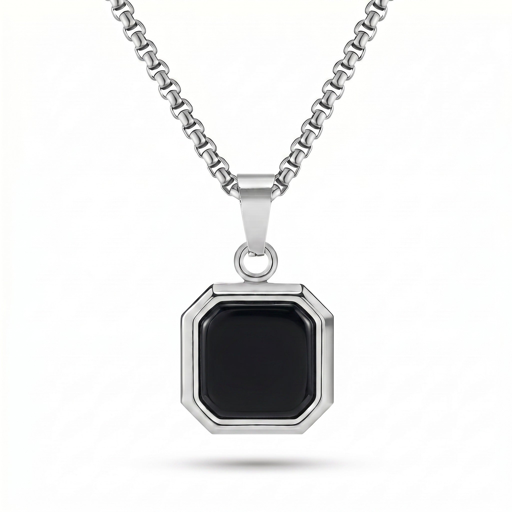 Black Agate Men’s Pendant Necklace