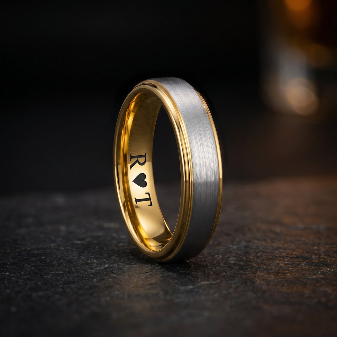 Personalized Two Tone Wedding Band for Men