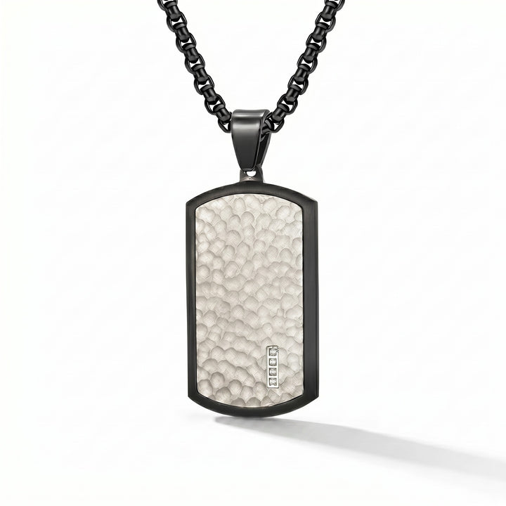 Custom Engraved Hammered Pendant - Silver