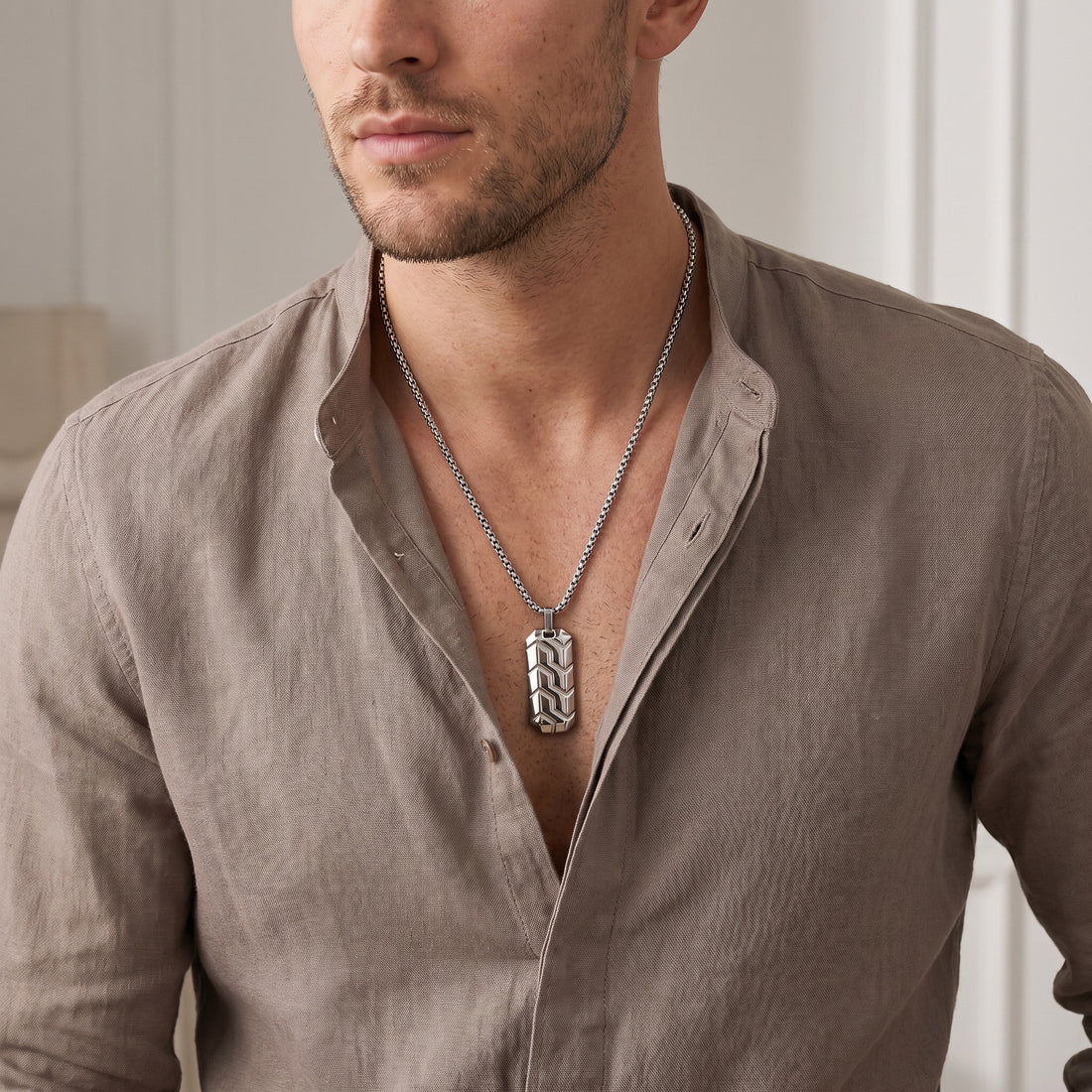 Engraved Pendant for men - Silver