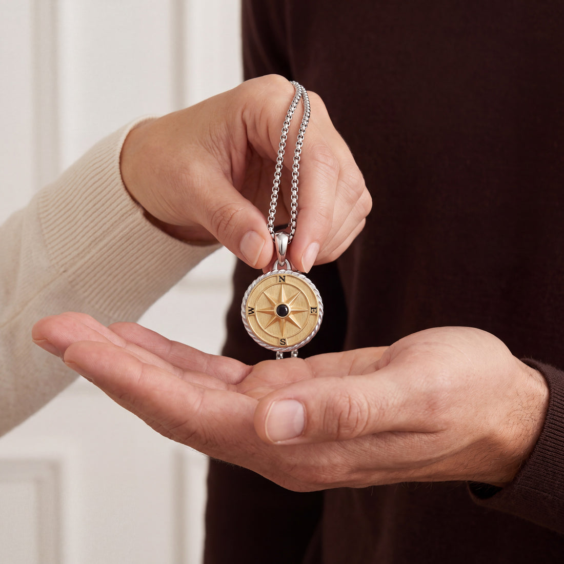 Engraved Compass Necklace for Men – Personalized Travel Pendant